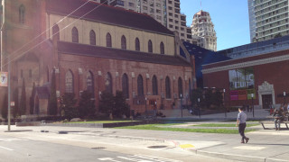 Photo of the North Mission Street parking cutout at Yerba Buena Gardens
