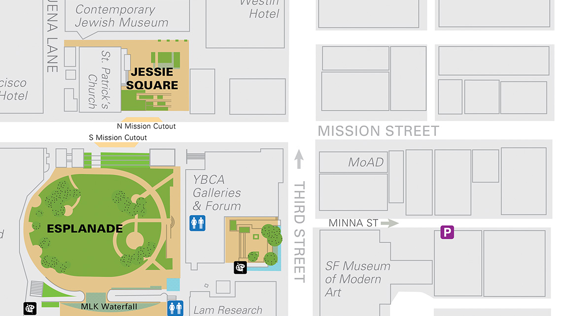 Map of Yerba Buena Gardens and MoAD.