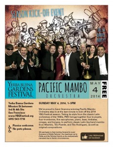 e-flyer about Pacific Mambo Orchestra kicking off YBG Festival 2014