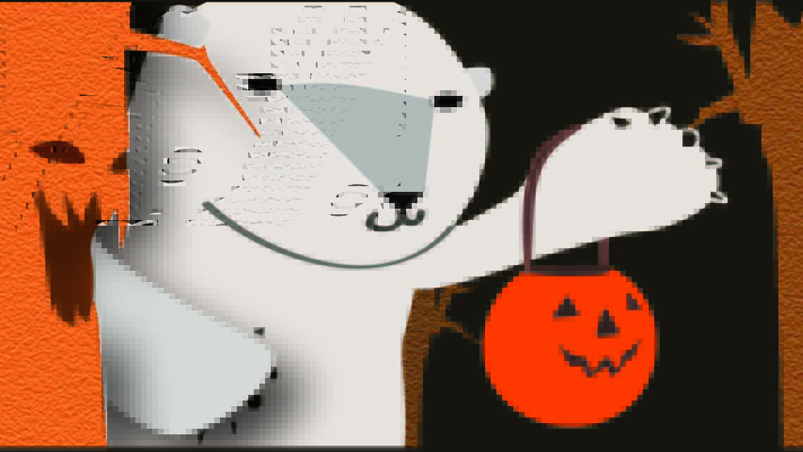 Illustration of trick or treating bear