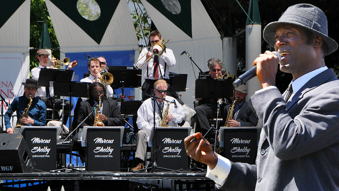 Image of Marcus Shelby with orchestra