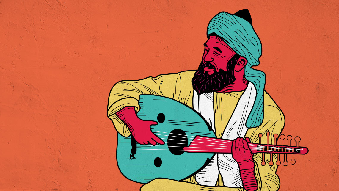 Illustration of Yassir Chadly playing the oud