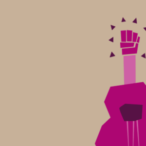 Illustration of a guitar with a raised fist