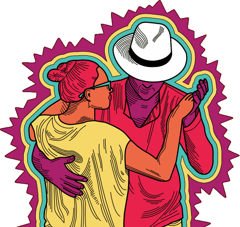 Illustration of a couple dancing