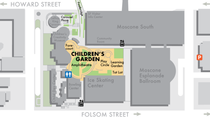 Map of the Children's Garden at Yerba Buena Gardens in San Francisco