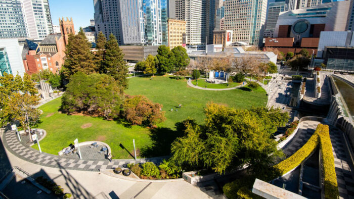 Overhead View of the Esplanade at Yerba Buena Gardens in San Francisco