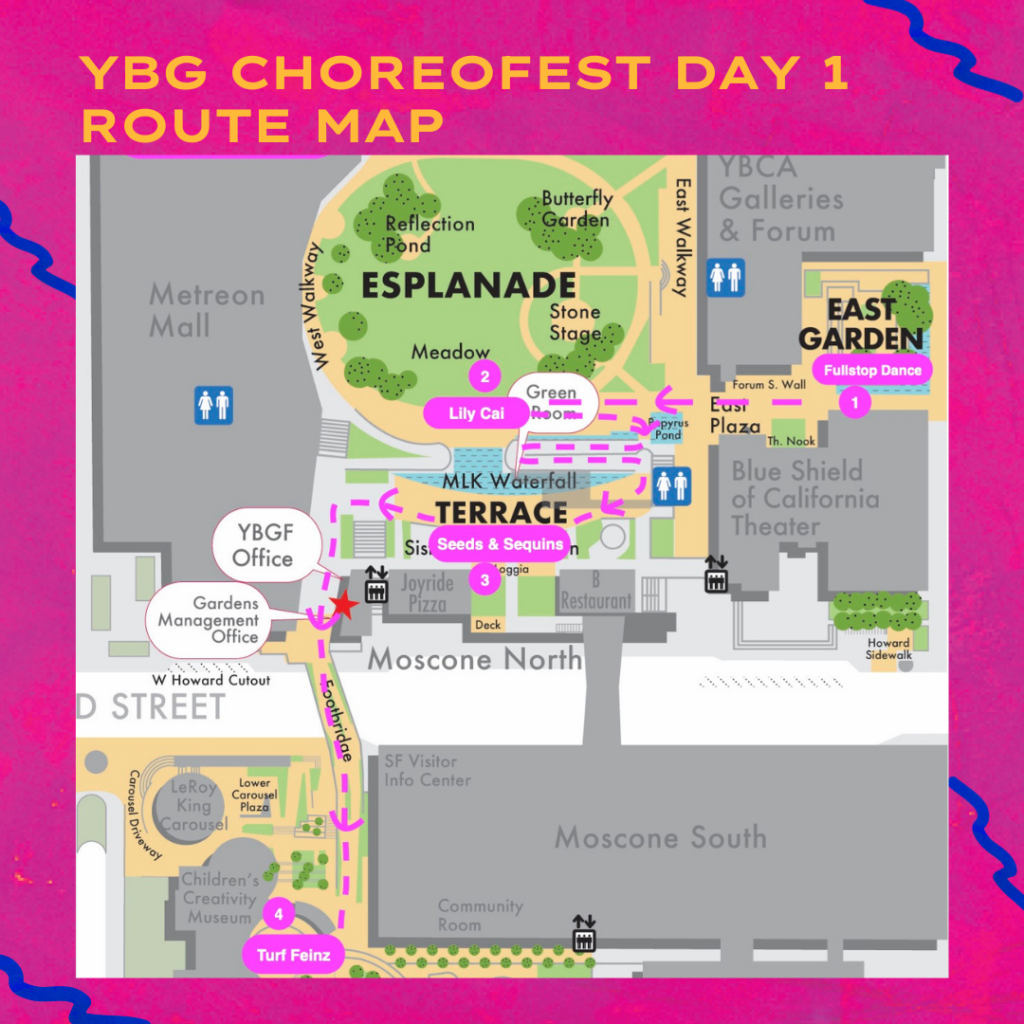 YBG ChoreoFest Day 1 Route Map 2023