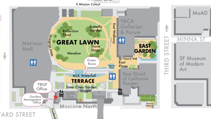 Map of the Yerba Buena Gardens Great Lawn in San Francisco