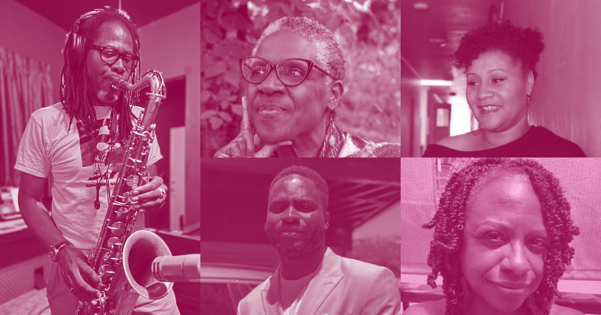 Collage of different headshot photos of Joyce Young, Meres-Sia Gabriel, Kehinde Badiru, Nazelah Jamison, David Boyce
