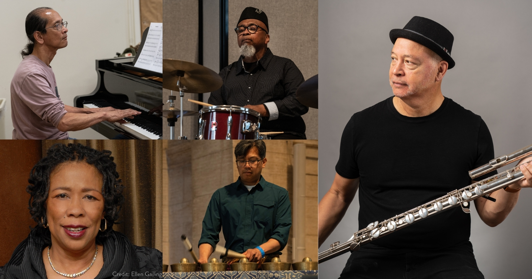 Collage of headshot photos from members of the Afro-Filipino Jazz Project