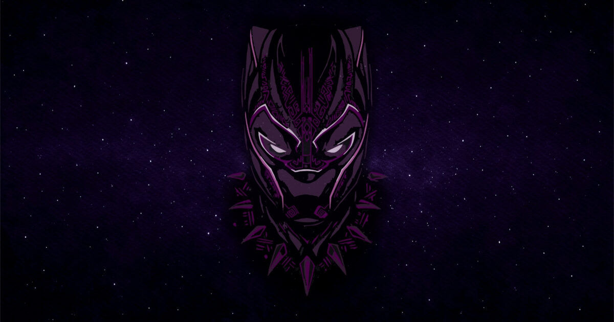 090526_YerbaBuenaMovieNight-BlackPanther-filmposter2 Illustration of the Black Panther mask of a background of a dark night sky